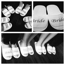 Load image into Gallery viewer, BRIDAL SLIPPERS GOLD WORDING
