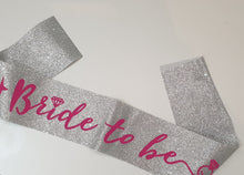 Load image into Gallery viewer, BRIDE TO BE SILVER GLITTER SASH
