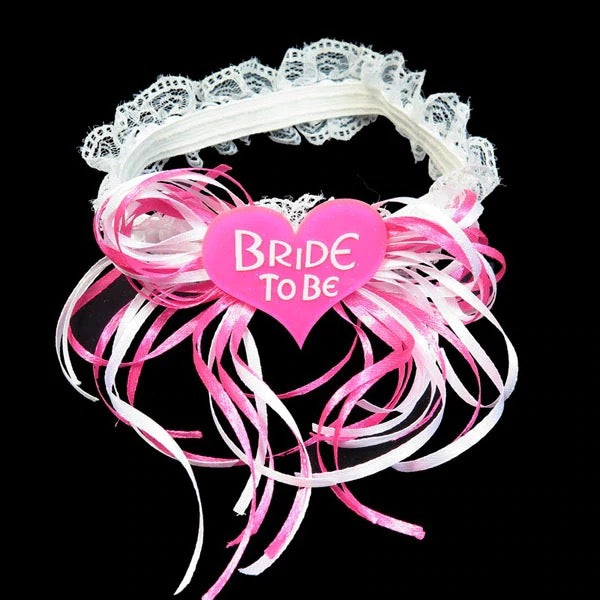 BRIDE TO BE WHITE GARTER WITH PINK RIBBON