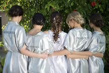 Load image into Gallery viewer, SILVER SATIN GOWNS WITH CHARCOAL GREY EMBROIDERY
