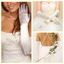 Load image into Gallery viewer, PLAIN IVORY SATIN GLOVES
