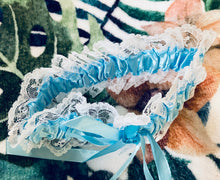 Load image into Gallery viewer, BLUE SATIN AND LACE GARTER
